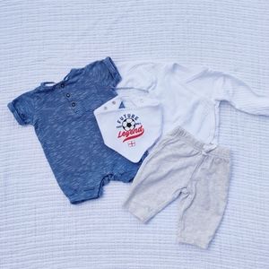 NEWBORN BOY Cute Soccer Set Blue Organic Cotton